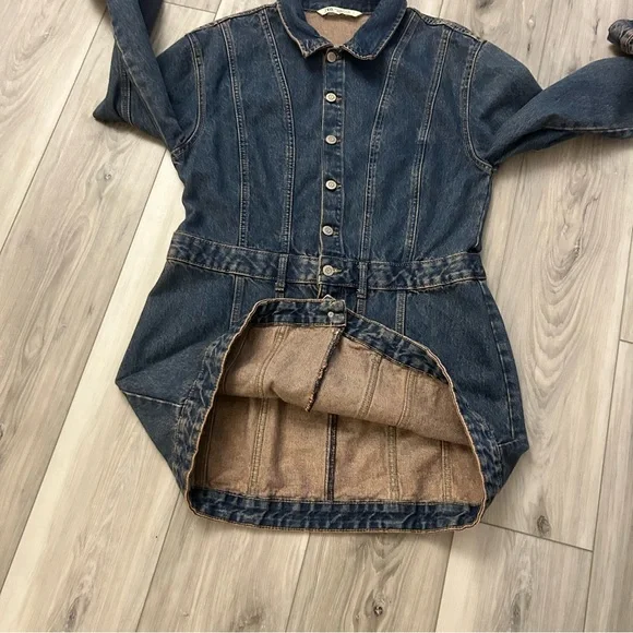 Zara Denim TRF Dress Size XL Blue EUC - Picture 7 of 11